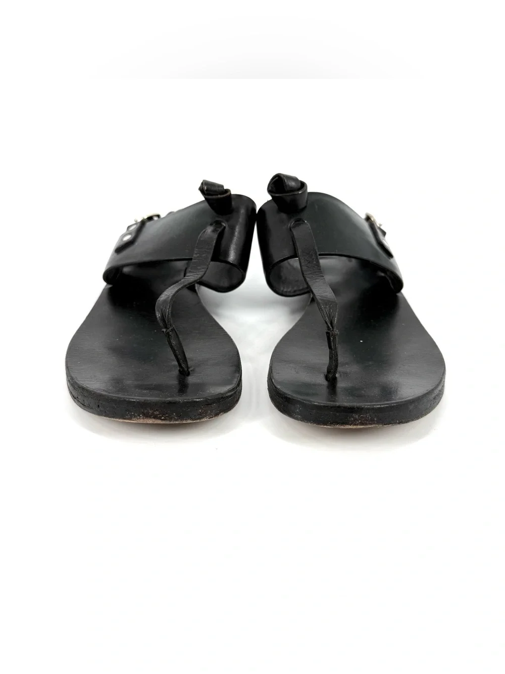 rag & bone Sandals Black Leather T-Strap Adjustable Slingback Womens EU 38 US 8